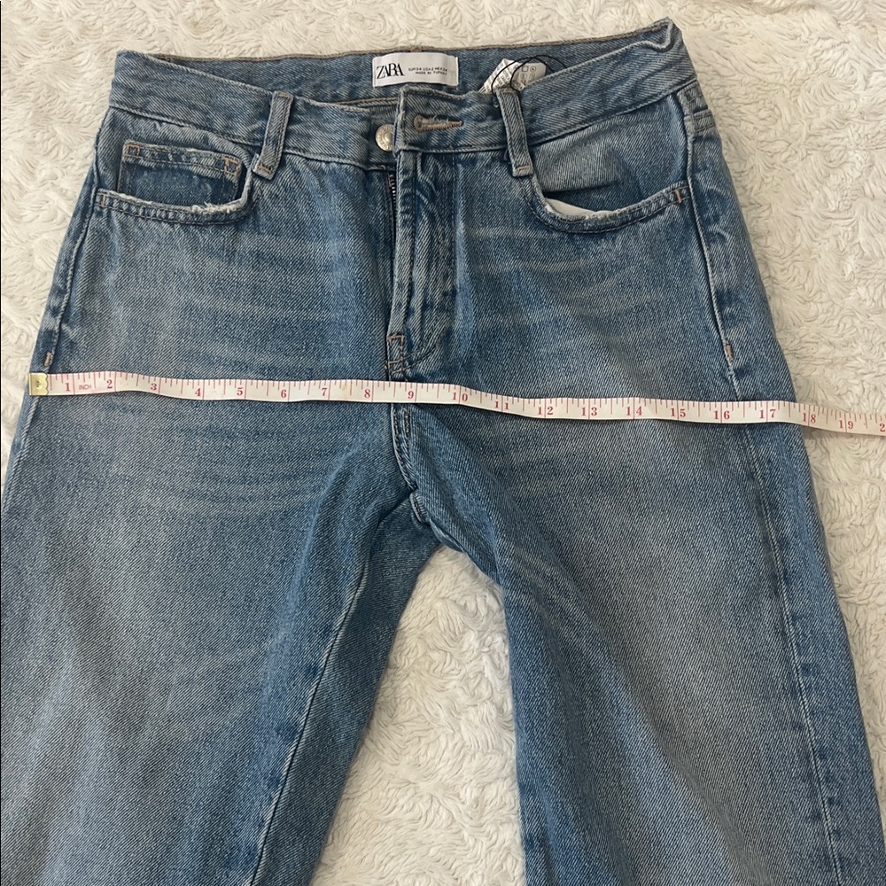 Zara Blue Patchwork Flare Jeans - image 5